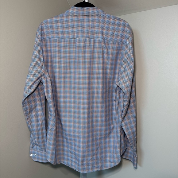 Bugatchi Men's Size Large Shaped Fit Button Front Shirt Multicolor Plaid - Picture 4 of 7